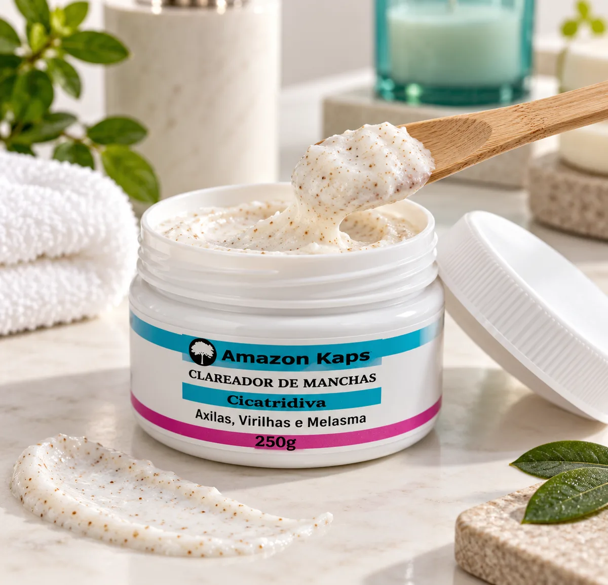 Textura do creme Amazolé Clareador Esfoliante Corporal